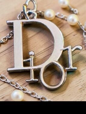 Dior Silver Logo Charm Pendant Dior Letter Made in Italy Rare